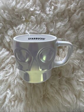 New Starbucks Halloween Limited Edition Iridescent Skull Porcelain Mug